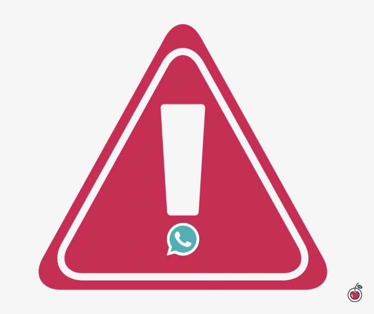 Segnale di pericolo con simbolo di Whatsapp al post del punto